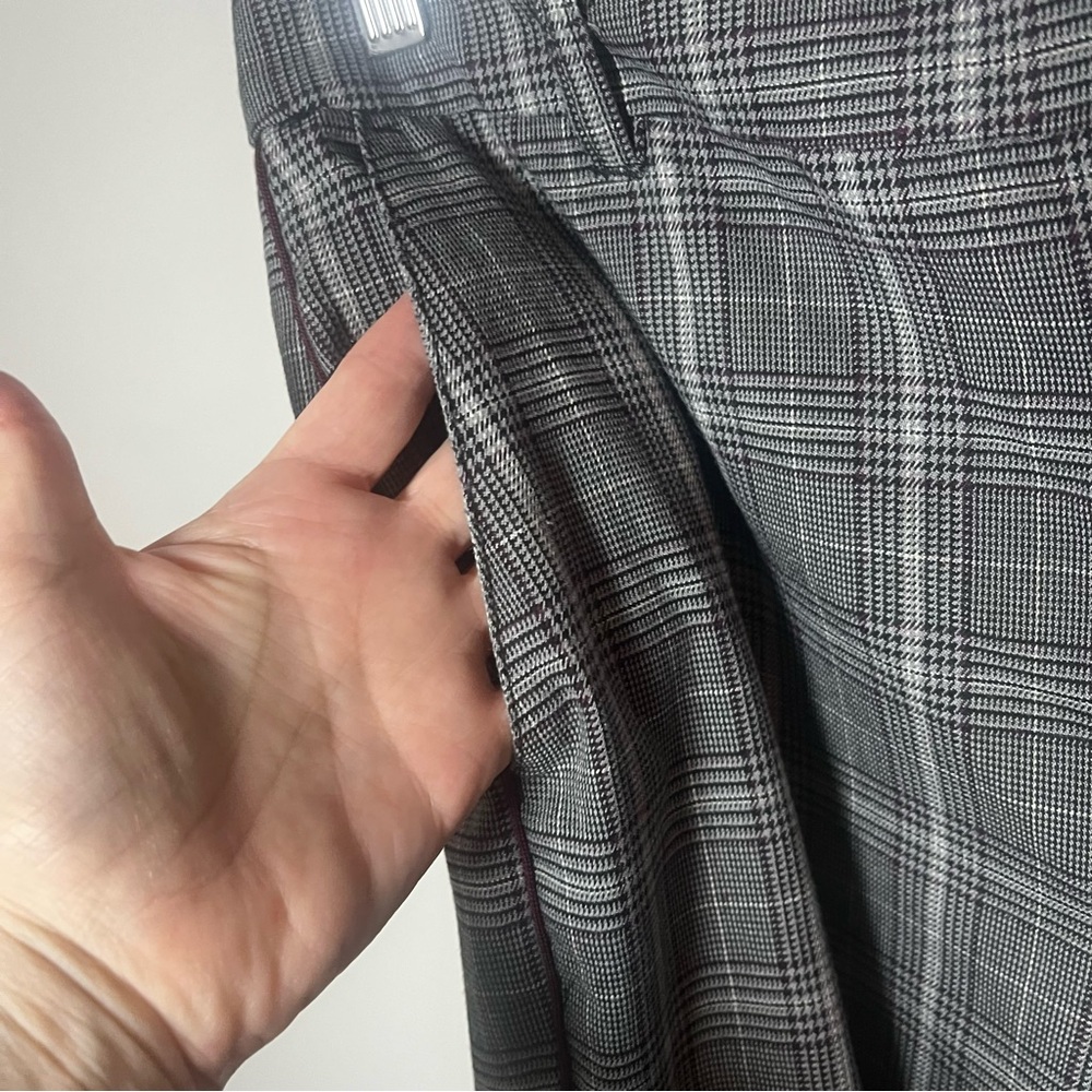 Abercrombie & Fitch Simone Grey Plaid High Rise Ankle Flare Trouser Pants Size M - Picture 4 of 9